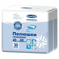 Пелюшки гігієнічні "Білосніжка", 40см*60см, КОМПАКТНІ 30шт